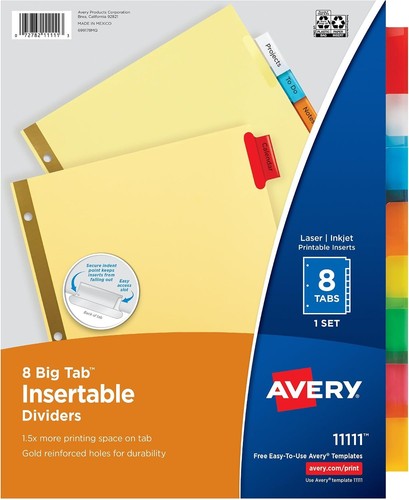 Avery tab binder - 8-tab, dividers